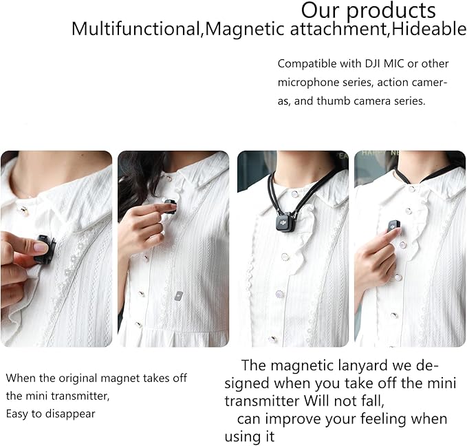 For DJI Mic Mini Clip Magnetic Mounting Accessories,Magnetic Neck Adjustable necklace lanyard