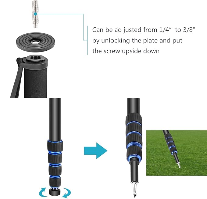 Neewer Extendable Camera Monopod with Detachable and Foldable Stand Base: Aluminium Alloy, Height 52-168 cm for Nikon Sony DSLR; Maximum Load of 5 kg