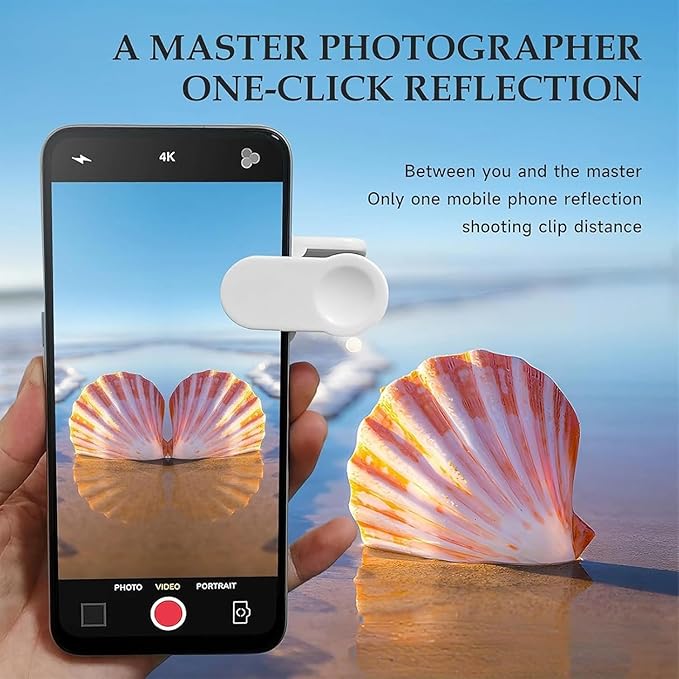Smartphone Camera Mirror Reflection Clip Kit, Mirror Reflection Clip - Capture Stunning Reflections Instantly, Adjustable HD Glass Smartphone Photography Flip Mirror (Black*2)