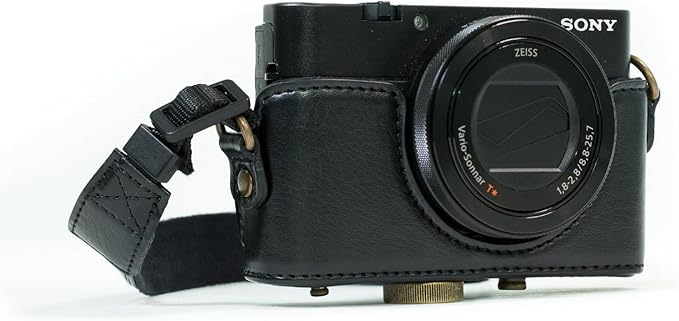 MegaGear Ever Ready Protective Leather Camera Case, Bag for Sony Cyber-Shot DSC-WX500 Digital Camera (Black) (MG599)