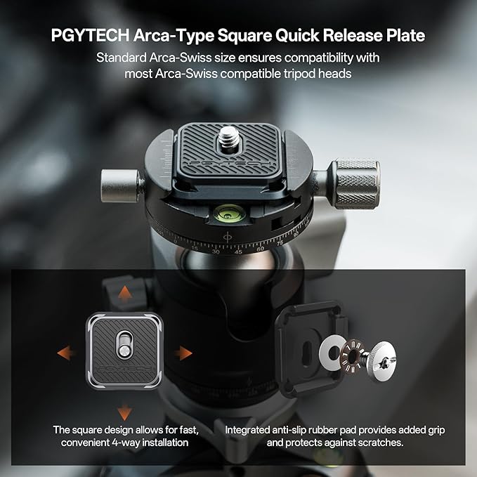 PGYTECH Camera Shoulder Strap Mount Quick Release Clamp & Plate Kit, Aluminum Alloy Arca Swiss Plate Camera Adapter Base for Shoulder Straps Tripods Stabilizers(Clamp+Plate)