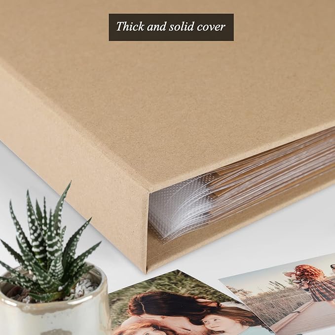 1DOT2 10x10 Inch 3 Ring DIY Scrapbook Photo Album Journal with 30 Plastic Sleeves 60 Pages and Kraft Paper Cover for Baby Travel Wedding Couple Anniversary kids Adventure (Yellow)