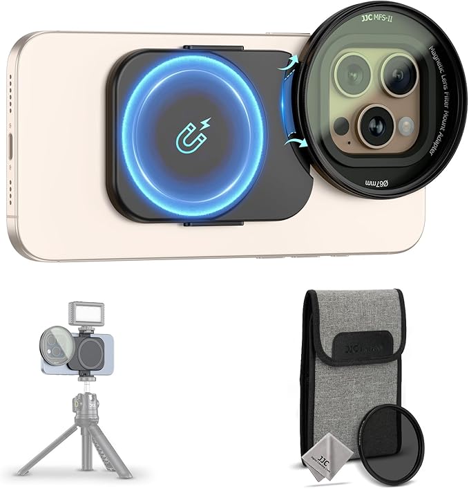 67mm CPL Filter, Lens Filter Adapter Pouch Set for iPhone 16 15 14 Pro Pro Max Plus, Magnetic Phone Lens Filter Ring with 1/4-20" & Cold Shoe Mount Pull-Out to Fit 17 Pro Max