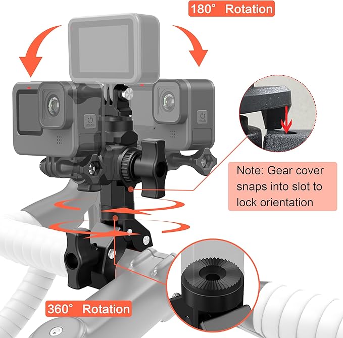 Bike Motorcycle Handlebar Camera Clamp Mount for Gopro Insta360 X5 X4 X3 X2 ONE RS R Mevo Start DJI Action Cameras, Super Clamp Bracket with 1/4" Thread Interface Magic Arm for Moto/Bicycle/Pole