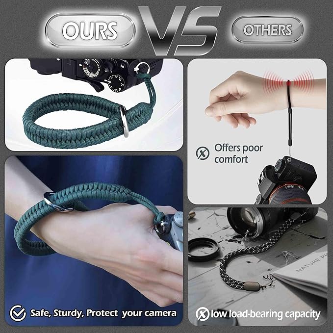 Qiang Ni Camera Wrist Strap - Paracord Quick Release Camera Hand Strap Wrist Lanyard for DSLR or Mirrorless Camera - Turquoise