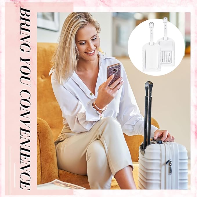 Dunzy 30 Pieces Leather Luggage Tag Women Identifiers Travel Suitcase Tags for Luggage Travel Backpack Bag Wedding Favors Women Men Adults Bulk