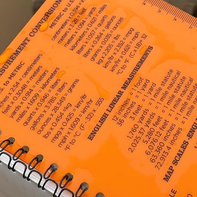 2PCS Outdoor Camping Weatherproof Spiral Notebooks with Waterproof Paper and Hard Cover, Field Grid Pattern, 100 pages per All-Weather Notepad, A6 Medium Size Steno Pads (4.8"x7", Orange)