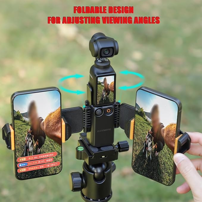 Pocket3 Dual Phone Extension Holder for DJI Osmo Pocket 3 Camera Handle Accessories Cold Shoe Adapter Expansion Mount Mic Light Tripod