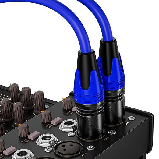 XLR Cable 6.6ft 2 Packs - Premium Balanced Microphone Cable with 3-Pin XLR Male to Female Mic Speaker Cable, Blue, Pure Copper and Plated Conductors