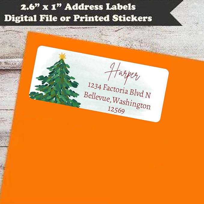 Christmas Return Address Labels Personalized - Custom Return Address Labels,Set of 250-500 Mailing Labels, Self Adhesive Rectangle Labels for Envelopes