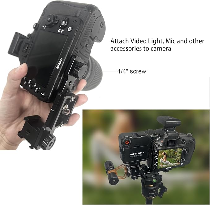 3 Port Cold Shoe Mount Plate for Camera LED Monitor Microphone etc., Aluminum Camera Triple Cold Shoe Extension Bracket Compatible with DJI OSMO Mobile 7P/67/SE, Zhiyun 5S/4/ Feiyu Gimbal Stabilizer