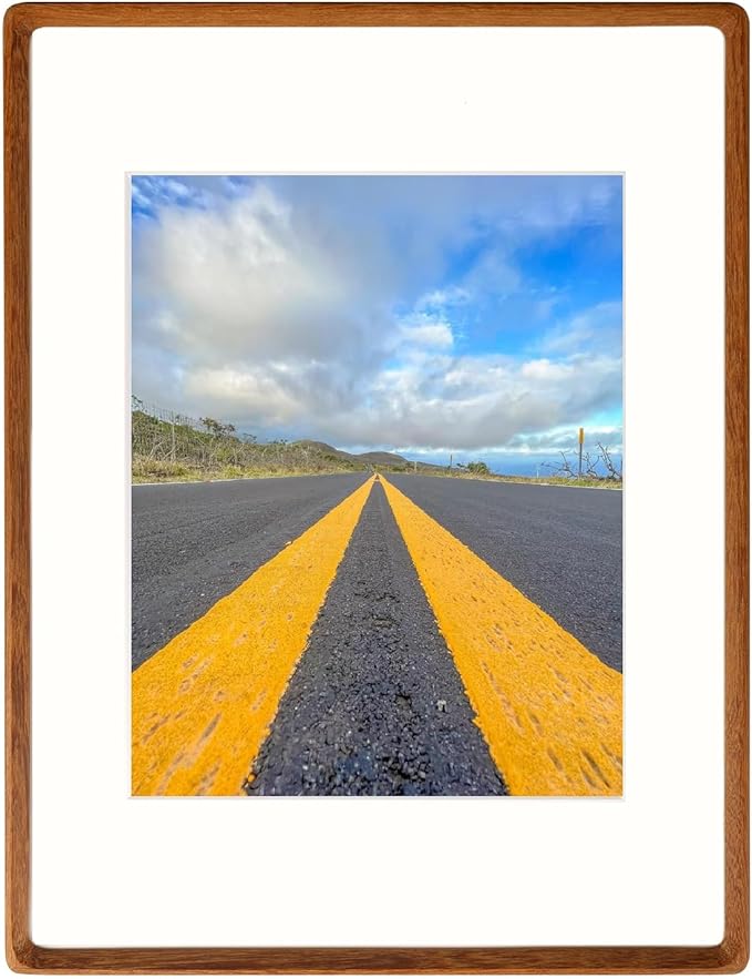 Natural Wood Photo Frames Inspired Tabletop Picture Frame with Mat, Vertical or Horizontal Display (Teak, 12x16 matted to 8.5x11)
