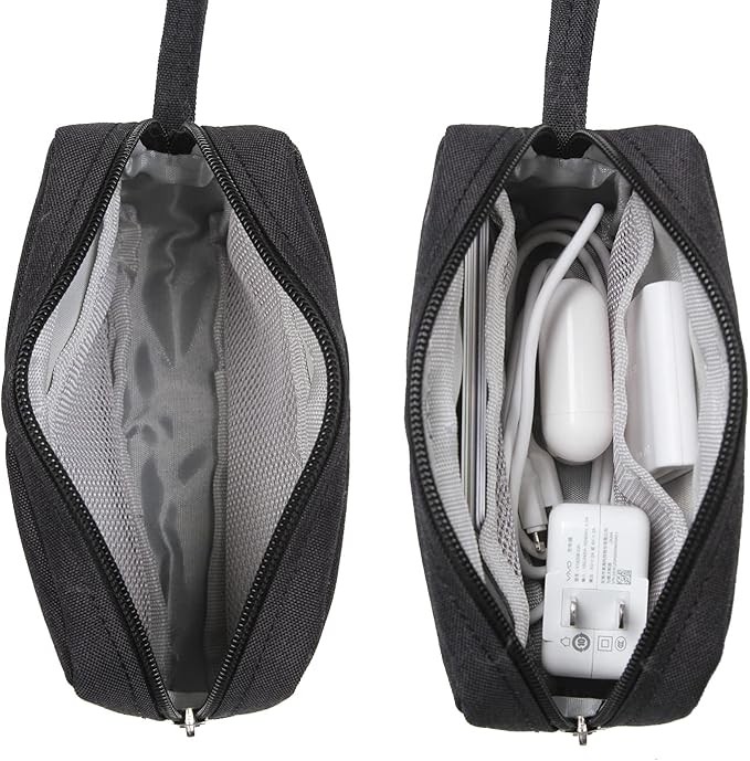 2 Pieces Small Zippered Pouch, Portable Electronics Soft Organizer, Little Toiletry Carry Bag Mini Cosmetic Makeup Bag, Coin Purse Wallet, Travel Accessories Make up Case for Purse,Storage Black