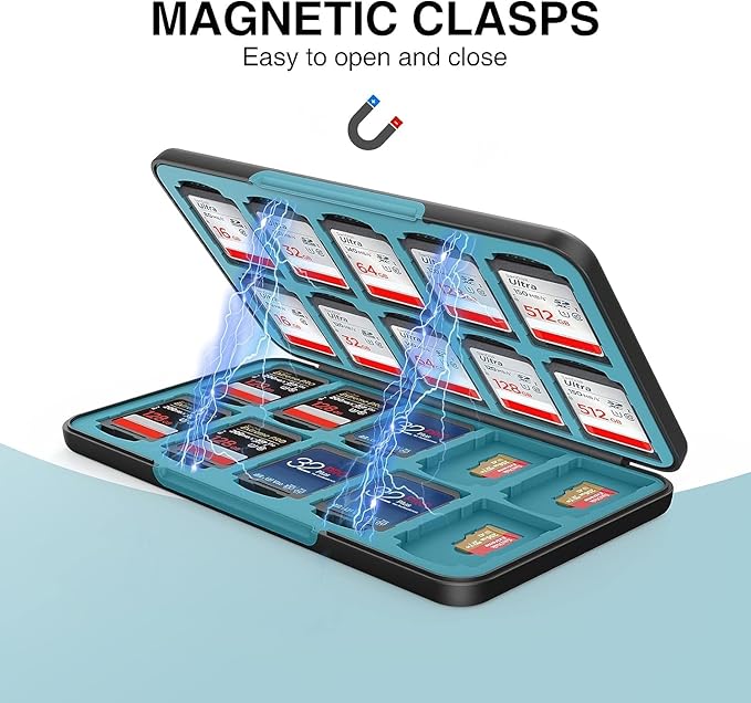 HEIYING SD Card Holder for SD/TF Cards,Portable Memory Card Storage Case Compatible with 20 SDXC SDHC and 20 TF Cards Slots