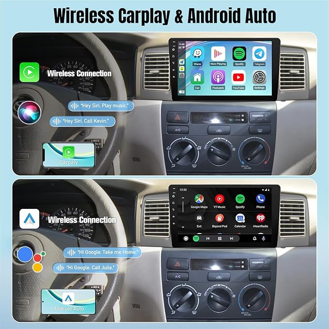 Leadfan Car Radio for Toyota Corolla 2003 2004 2005 2006 2007 2008, with Wireless Carplay, Android Auto, FM, Plug and Play/GPS Navi/SWC (for Corolla 2003-2008 with JBL&Big Screen, 2+32G)