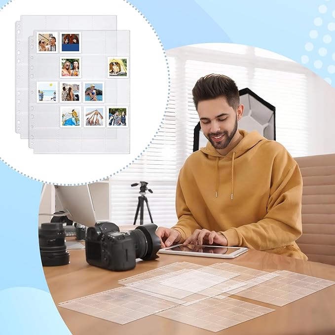 Fuyoooo 100 Pack Protective Photo Slide Pages Holds 20 35mm Slides Top Loading Photo Page Sleeves for 3 Ring Binder Holds 2000 2 x 2 Inch Photos Archival Slide Storage Album Refill Preservers