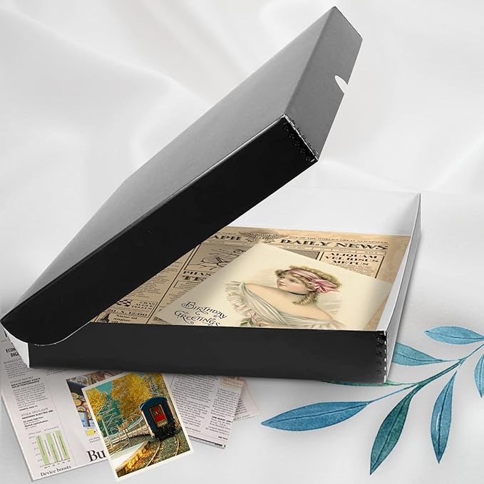 Golden State Art, Archival Folio Storage Box 11x17, Clamshell Design with Metal Edge, Preserve And Store Photos Documents Cards Prints Arts Crafts DIY, Black