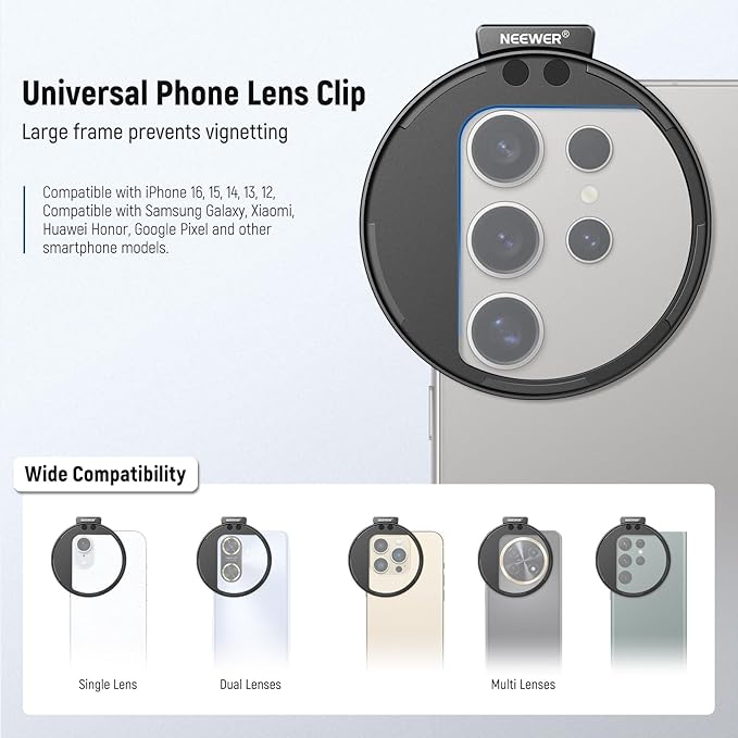 NEEWER 67mm Magnetic CPL Filter, Circular Polarizing Filter with Cold Shoe Phone Camera Lens Clip, Photography Accessories Compatible with iPhone 17 16 Android Samsung Galaxy S35 Ultra