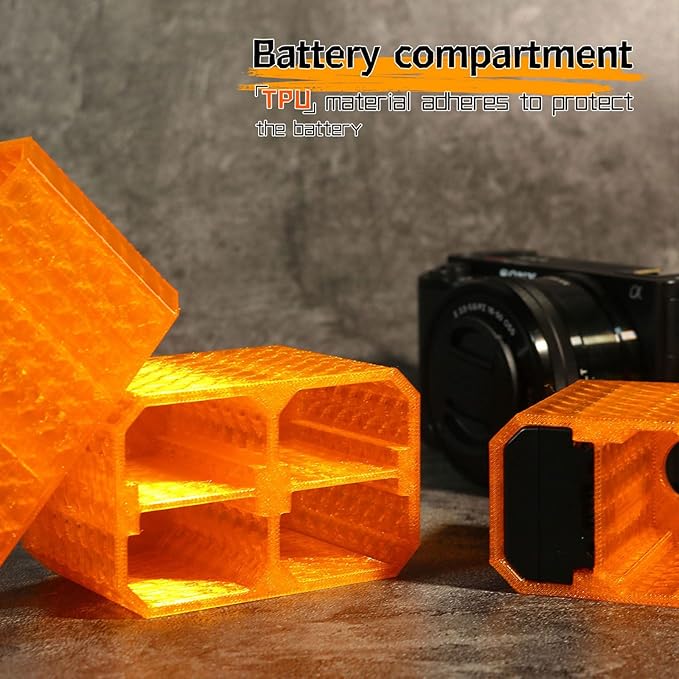 LingoFoto 2PCS Camera Battery Storage Soft Case with 4 Warehouses for Sony NP-FZ100 Camera Battery Protective Pack Case Holder (Orange,Four Warehouses)