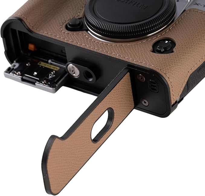 Handmade Genuine Leather Camera Half Case for FUJIFILM X-T30III /FUJIFILM X-T30III Camera Case/FUJIFILM X-T30III Case - Top Layer Cowhide Body + Metal Base Plate (Brown)