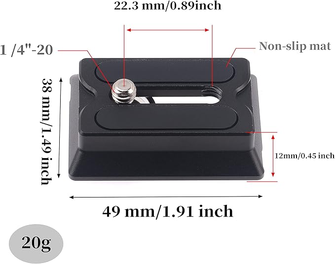 FocusFoto Upper Quick Release Baseplate QR Plate for DJI Ronin RS2 RSC2 RS3 Pro RS4 Pro RS 4 Mini Gimbal Stabilizer Arca-Swiss Standard Camera Tripod Ballhead (Standard Version)
