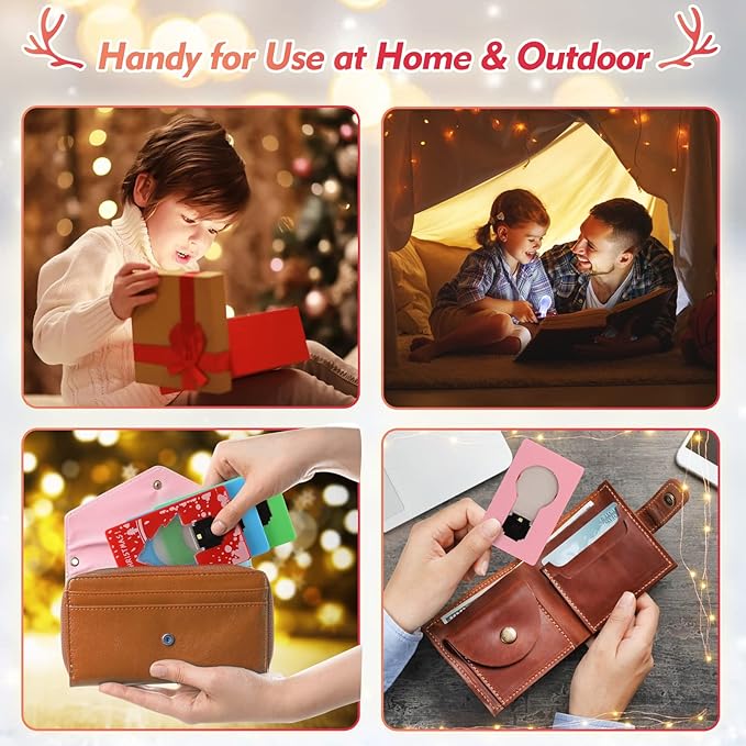 Credit Card Lights, Mini Portable Led Pocket Lamps Light Foldable Wallet Purse Lamps for Christmas Gift Party Favors, 10 pcs Pink Card White Color Light