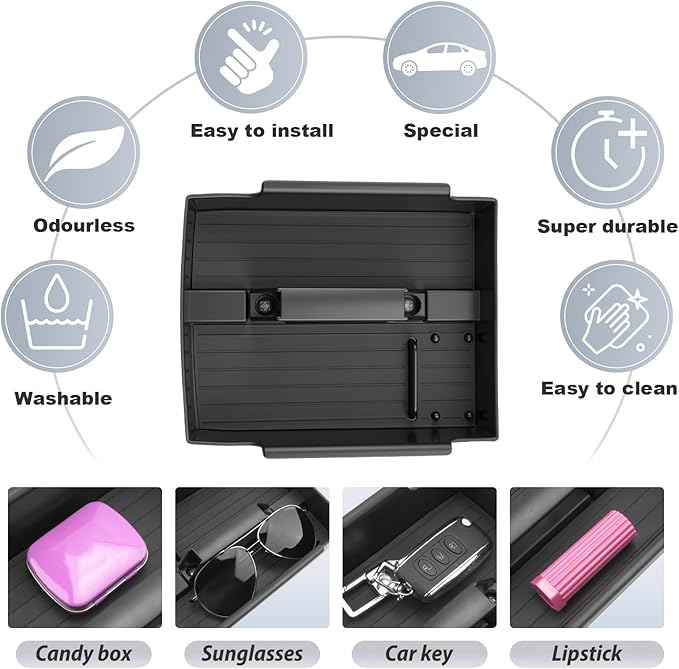 SKTU for 2025 2026 Kia K4 Center Console Organizer for 2025+ Kia K4 (LX/LXS/EX/GT-Line/GT-Line Turbo)/ 2026+ Kia K4 Hatchback Console Tray K4 ABS Middle Console Tray Kia K4 2025 2026 Accessories