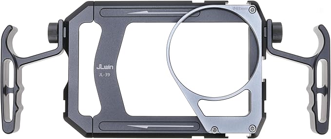 FocusFoto Universal Phone Cage with 67mm Filter Adapter, Aluminum Smartphone Video Rig Kit with Dual Handles, Handheld Filmmaking Vlogging Case Stabilizer for Videomaker
