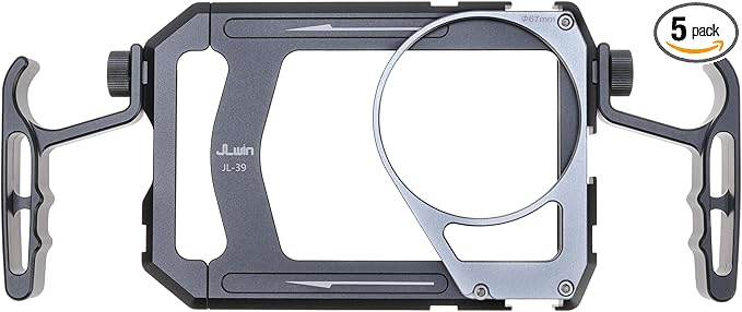 Universal Aluminum Phone Cage Video Rig Kit Stabilizer W/Handles + 67mm Thread Filter Adapter Rig for iPhone 16 15 14 Pro Max Samsung Cell Phone Vlog Live Stream Filmmaking, Cold Shoe Tripod Mount