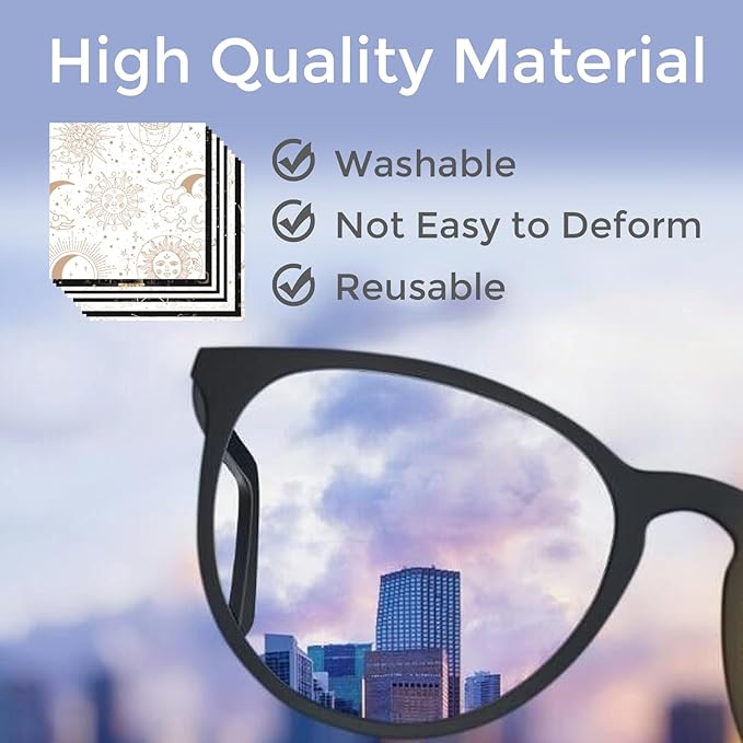 FREEBLOSS 24pcs Glasses Cleaning Cloth Divination Pattern Microfiber Cleaning Cloth for Glasses Eyeglasses Thick Soft Reusable Wipes for Camera Lens Phone Screen 6.3x6.3‘’