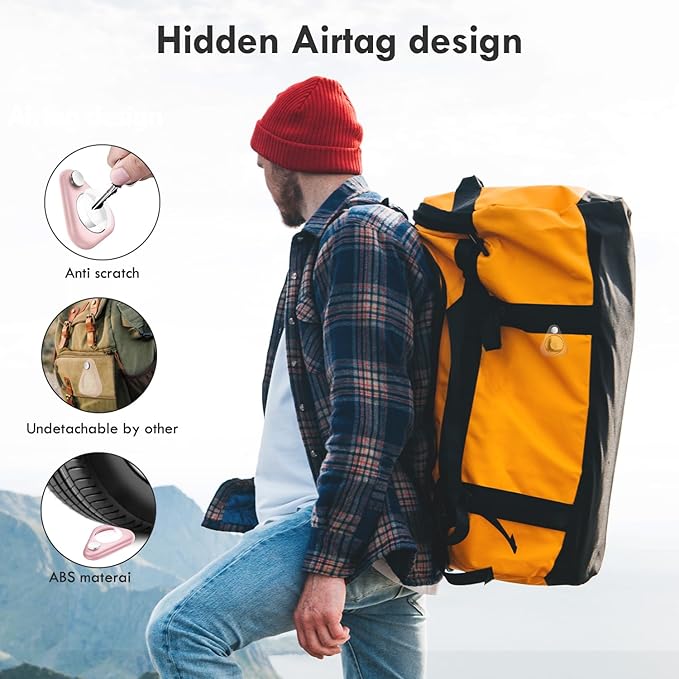 Airtag Holder for Kids Hidden,2PCS GPS Tracker Case, Anti-Removal Airtag ABS Case with Pins, Suitable for Children, Elderly, Pets, Backpack, Luggage（Pink,Navy Blue）