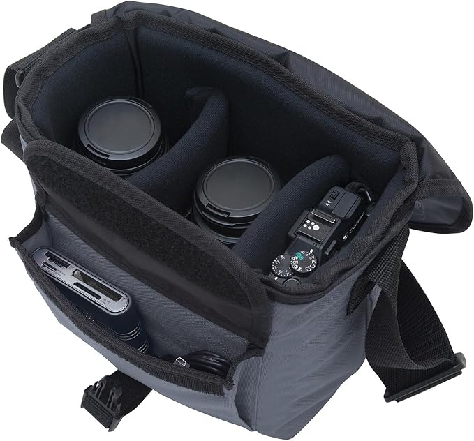 Manhattan Portage Aperture Camera Bag Water-Resistant DSLR & Tech Crossbody with Removable Padded Insert (Grey)