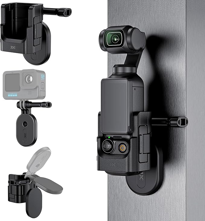 JJC Pocket 3 Magnetic Mount Stand, Magnet Base Holder for DJI Osmo Pocket 3, with 7 Powerful Magnets, Angle Adjustable, Multifuctional Pocket3 Handheld Bracket Accessories Adapter with Cold Shoe Mount