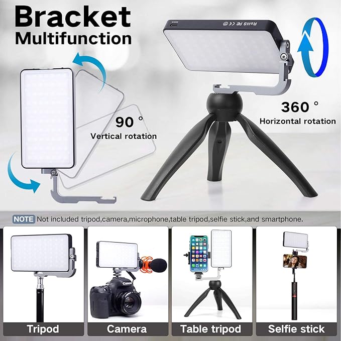 G2 Pocket RGB Camera Light,Built-in 7200mAh Rechargeable Battery 360°Full Color Gamut 9 Light Effects,2600-10000K LED Video Light Panel with Aluminum Alloy Body, Adjustable Tripod Stand