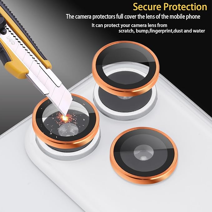Camera Lens Protector for iPhone 17 Pro/17 Pro Max, Aluminum Alloy Tempered Glass Lens Protector with Installation Frame Fits for iPhone 17 Pro/17 Pro Max (Orange)