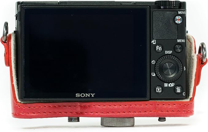 MegaGear MG1139 Ever Ready Leather Camera Case Compatible with Sony Cyber-Shot DSC-RX100 VI, DSC-RX100 V, DSC-RX100 IV, DSC-RX100 III - Red