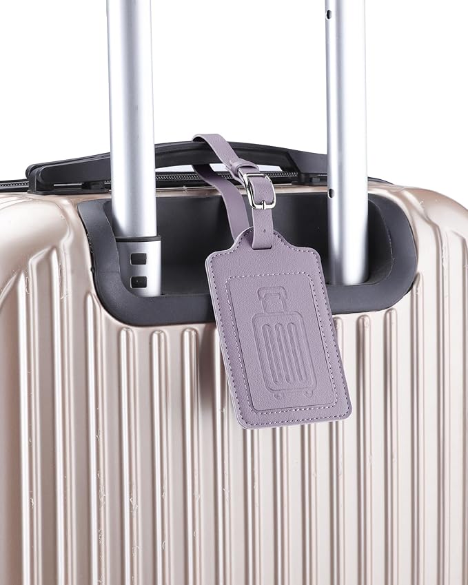 Teskyer Luggage Tags, Thick & Durable, Easy to Identify, Privacy Protection, TSA Approved Travel Essentials Suitcase Tags - 2 Pack, Purple