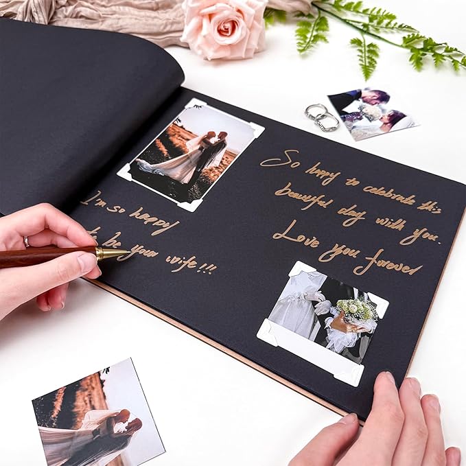 Personalized Wedding Photo Album, Custom Wedding Scrapbook With Name And Date, Couples Scrapbook Retro Diy Guest Book, Couples Anniversary Photo Album Best Gift
