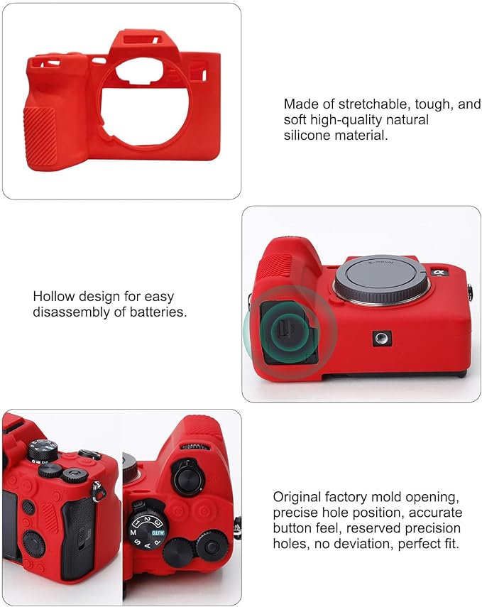 PULUZ Digital Camera Case for Sony A7 IV,Anti-Scratch Soft Silicone Protective Camera Case Camera Skin Case Cover(Red)