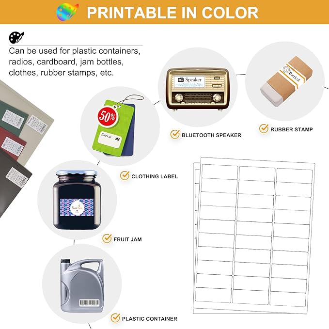 1" x 2-5/8" Address Labels 3000 Labels Sticker Paper for Laser/Ink Jet Printer mailing Labels 8.5"×11" White 30 per Sheet