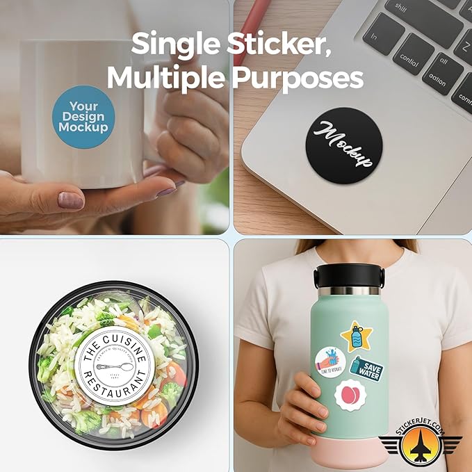 StickerJet Personalized Vinyl Stickers - Customize with Your Photo, Logo or Design - Fade Resistant and Waterproof Custom Decals for Logo, Branding, Packaging