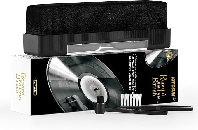 Vinyl Record Cleaner Kit Anti-Static Velvet Pad with Small Stylus Needles Brush Recorders Cleaning Tools for LP Vinyl Album Collection Daily Maintenance Keep Great Sounding Extent Life
