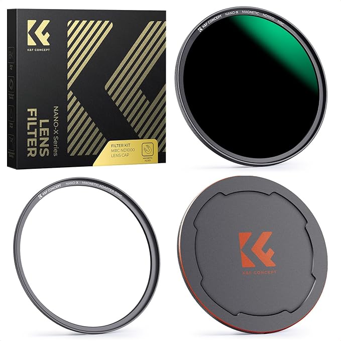 K&F CONCEPT 55mm Magnetic ND1000 Lens Filter (10-Stop Fixed Neutral Density Filter) Magnetic Basic Ring + Filter Cap with 28 Multi-Layer Coatings for Camera Lens (Nano-X Series)