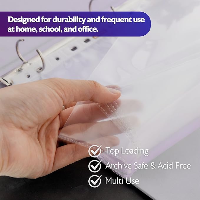 BAZIC Products Sheet Protectors Economy, Fit 8.5x11 Inch Paper, 11 Hole Clear Plastic Sleeves Ring Binder Sheets, Archival Safe (100/Pack), 2-Packs