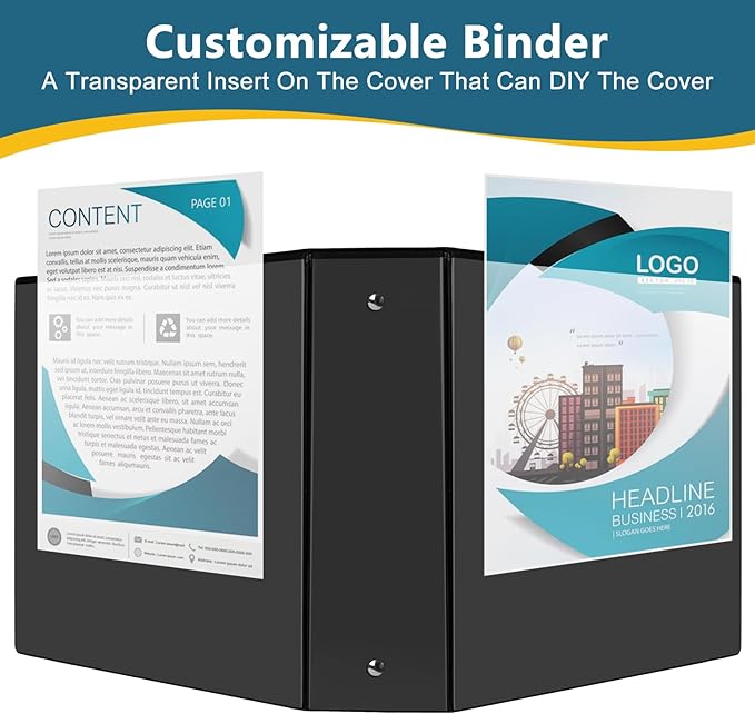 CIXILDTS 3" 3 Ring Binder, Standard 3-Inch Round Ring Binder Fit Letter Size Paper, Presentation View Binders, 2 Packs, Black