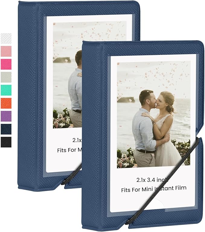 Lifting 2 Pack Mini Photo Album with 28 Pocket 2x3 Inch Pictures Fits for Fujifilm Instax Mini 7s 8 9 11 25 26 40 50s 90 Evo Z2300 Instant Camera, Polaroid Snap,Kpop Photocard Holder (Marine Blue)