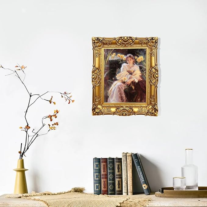 FAYOHOWOODT Vintage Picture Frames 8x10, Antique Gold Frame, Ornate Baroque Photo Frame with Acrylic Glass Front, Tabletop Wall Hanging, Photo Display, Gift Ideas