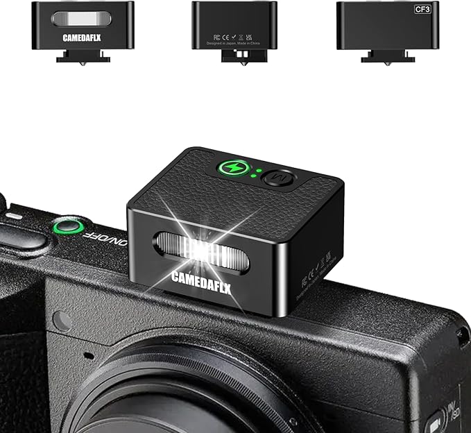 Mini Camera Flash-CF3 Manual Mini Flash,GN5, Aluminum Hot Shoe Flash Speedlight for Ricoh GR3/Sony ZV1/Fuji/Canon/Nikon for Film Camera/DSLR.(Black)