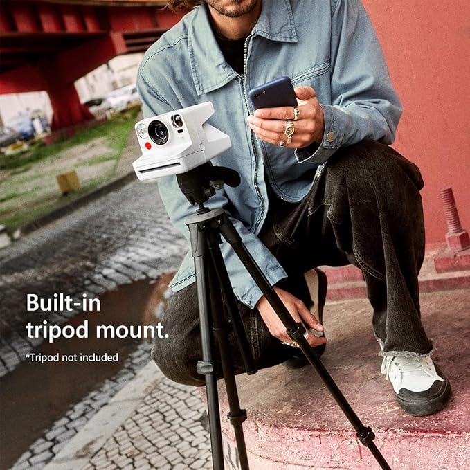 Polaroid Now+ 3rd Generation Bluetooth i-Type Instant Camera with 16 Color Film Photos, White | App Controlled with Signature Series Power Bundle