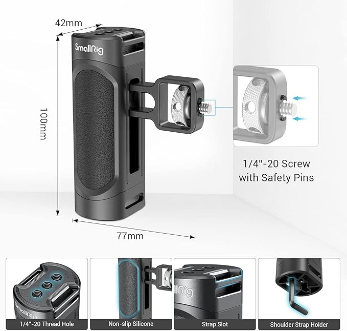 SmallRig Side Handle for Smartphone Cage Phone Video Rig Lightweight w 1/4 Threads - 2772